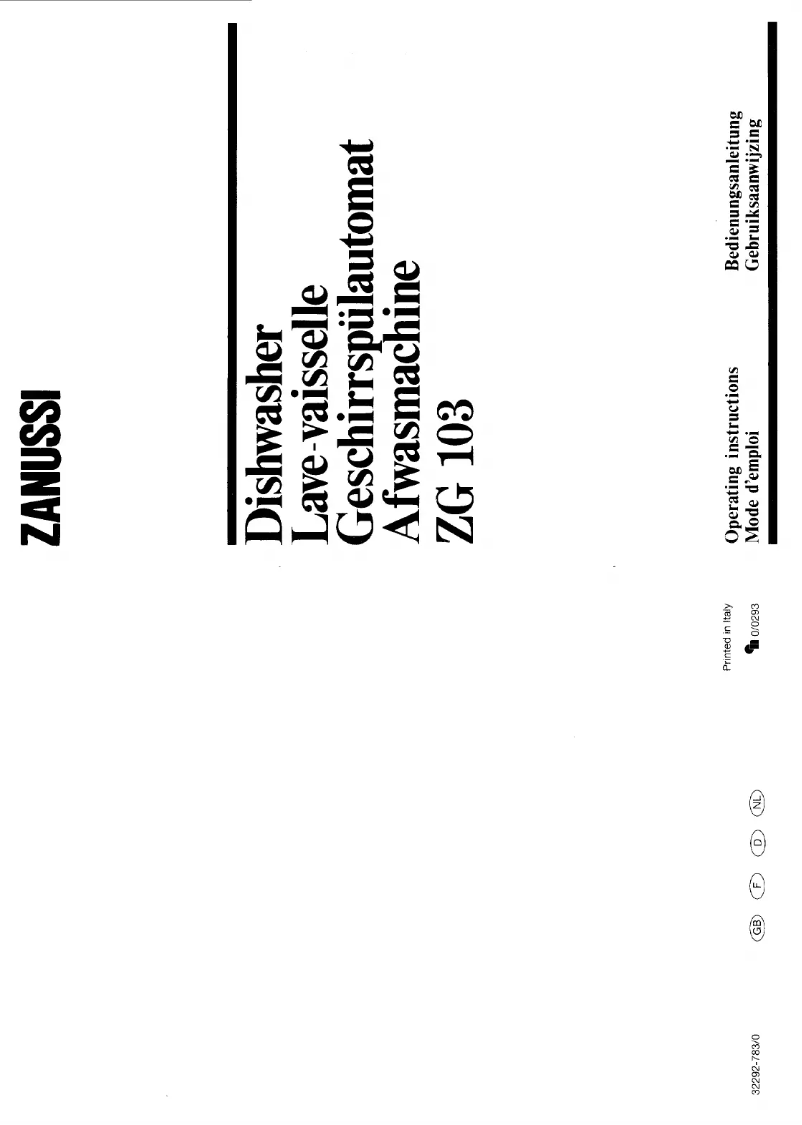 Page 1 de la notice Manuel utilisateur Zanussi-Electrolux ZG 103