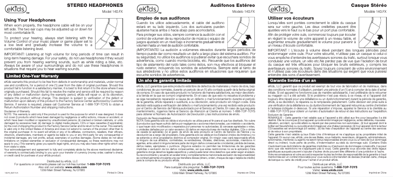 Page n°1 - Manuel utilisateur eKids SW-140