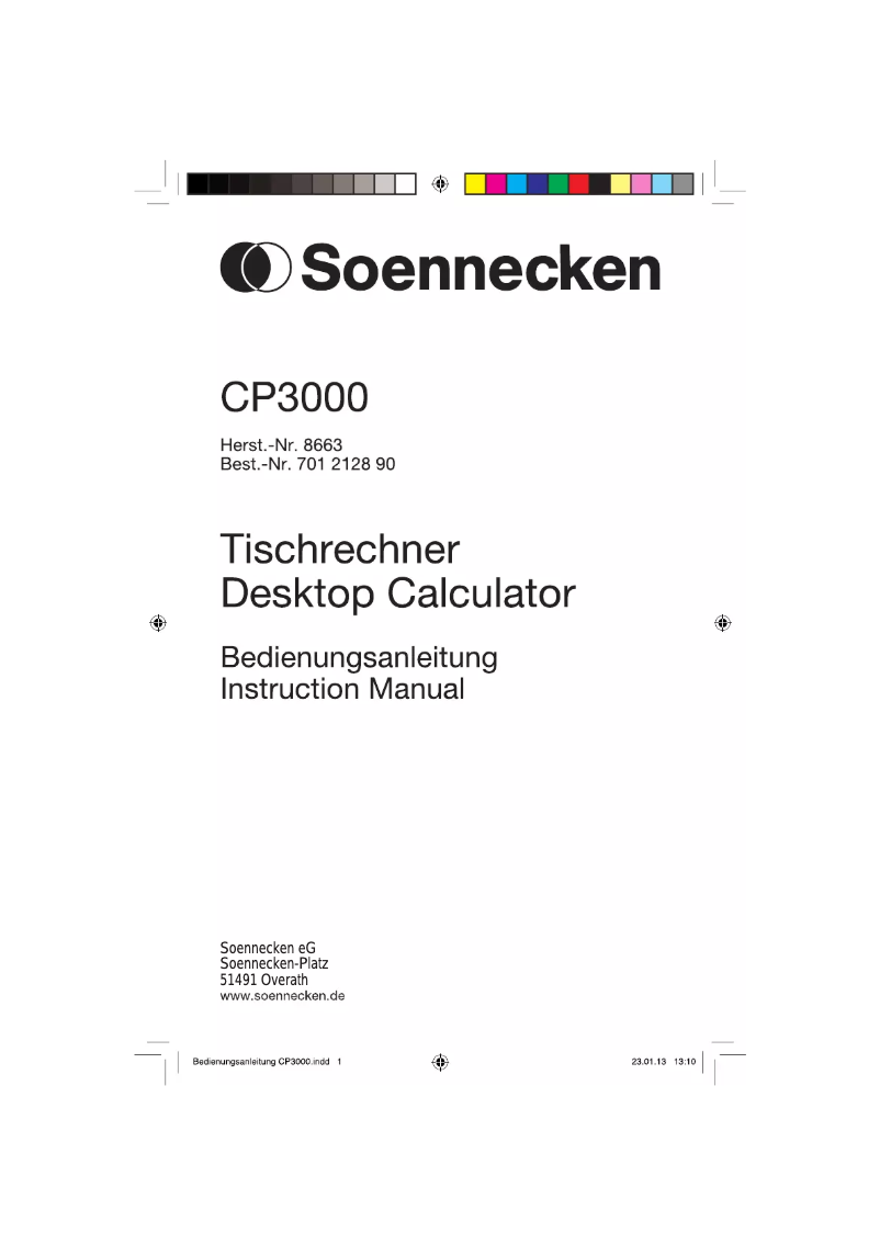 Page n°1 - Manuel utilisateur Soennecken CP3000