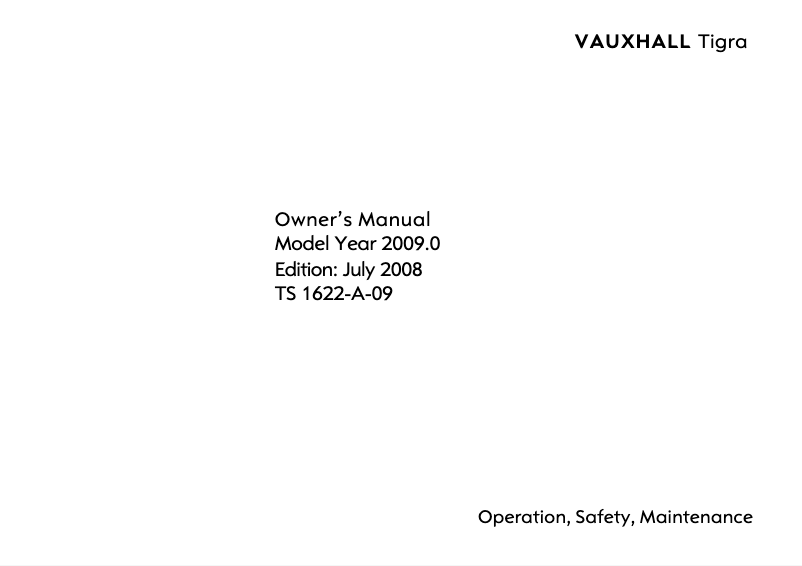 Page 1 de la notice Manuel utilisateur Opel Tigra (2008)