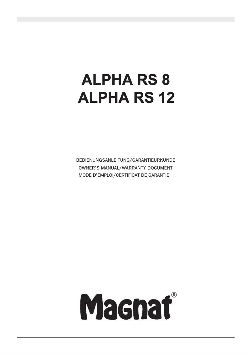 Image de la première page du manuel de l'appareil Alpha RS8