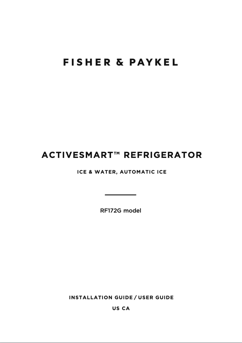 Page n°1 - Manuel utilisateur Fisher & Paykel RF172GDUX1