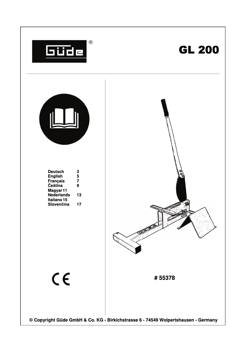 Page 1 de la notice Manuel utilisateur Güde GL 200