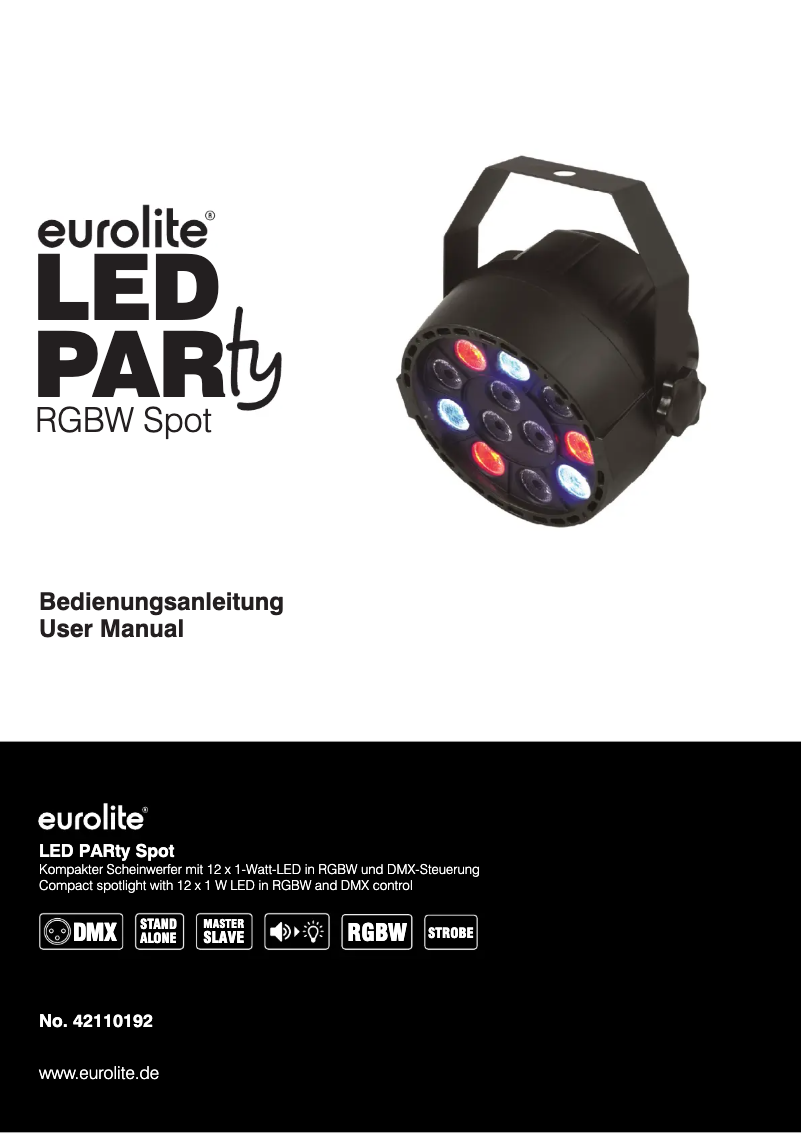 Page 1 de la notice Manuel utilisateur Eurolite LED PARty RGBW Spot