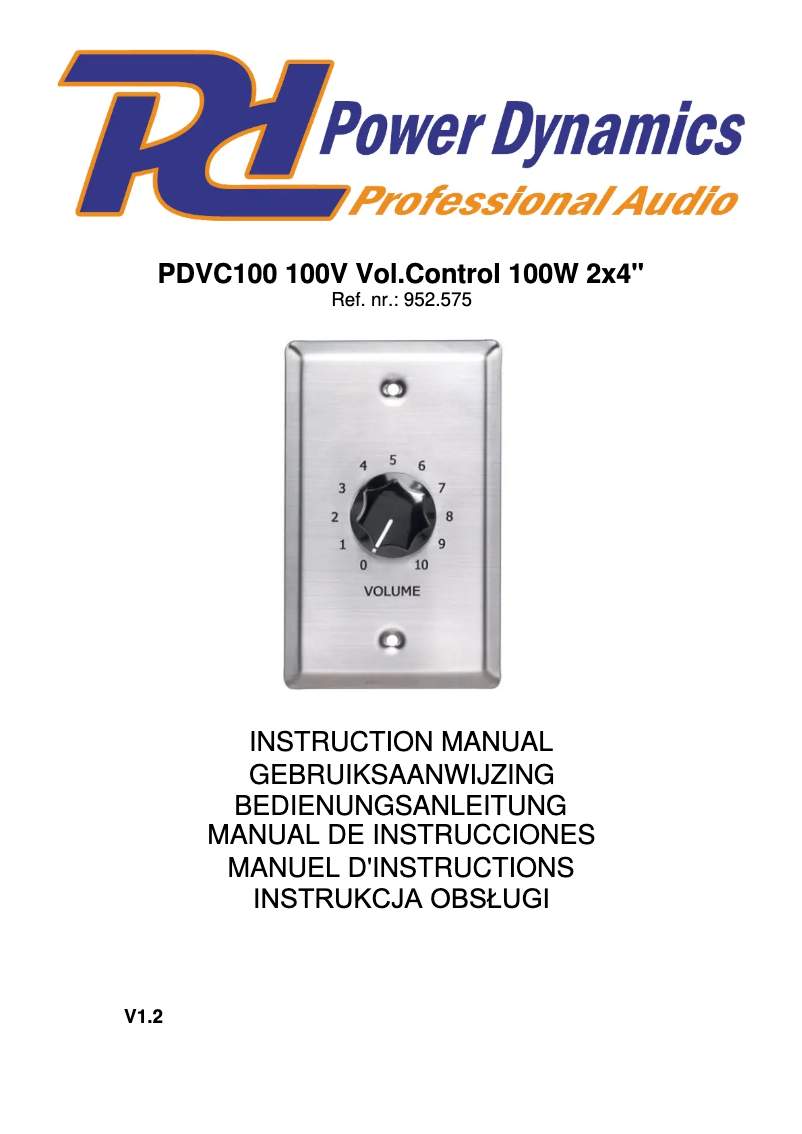 Page n°1 - Manuel utilisateur Power Dynamics PDVC100