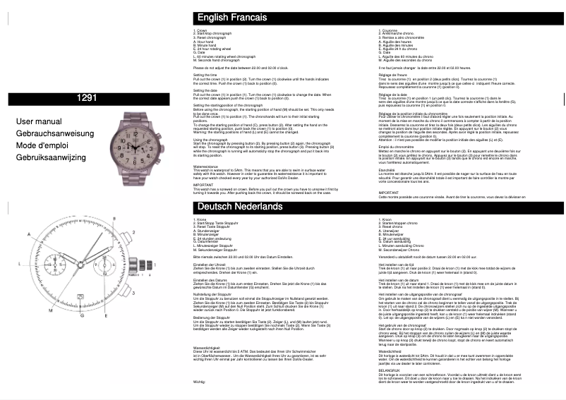 Page n°1 - Manuel utilisateur Davis 1291