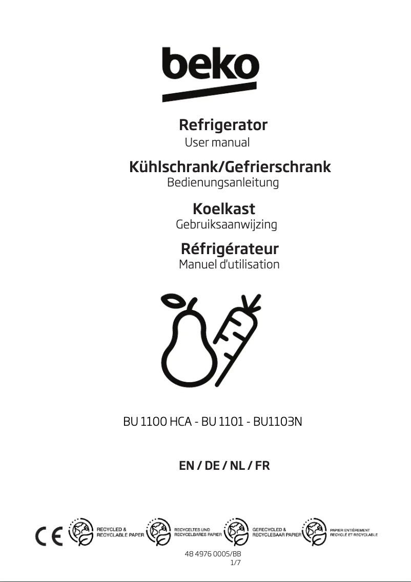 Página 1 del manual Manual de usuario Beko BU1101