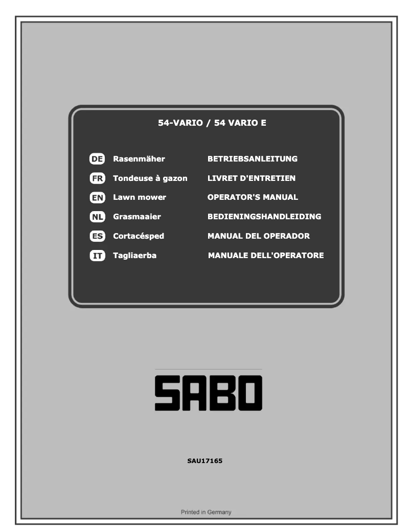 Page n°1 - Manuel utilisateur SABO 54-Vario