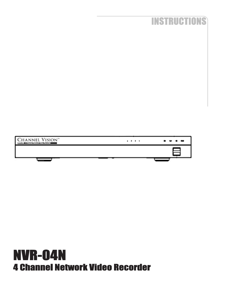Page 1 de la notice Manuel utilisateur Channel Vision Elite NVR-04N