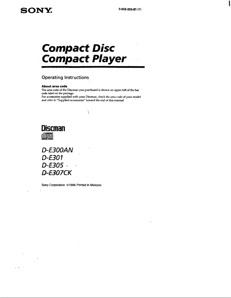 Image de la première page du manuel de l'appareil D-E307CK