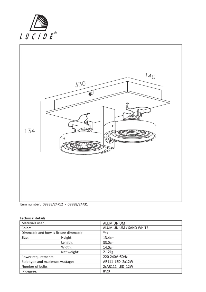 Page n°1 - Manuel utilisateur Lucide Spectrum 09988/24/31
