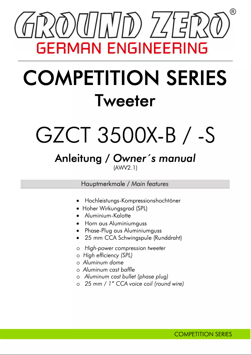 Página 1 del manual Manual de usuario Ground Zero GZCT 3500X-S