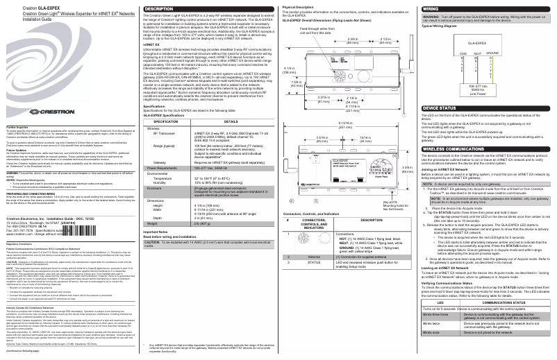 First page image of the manual for Green Light GLA-EXPEX