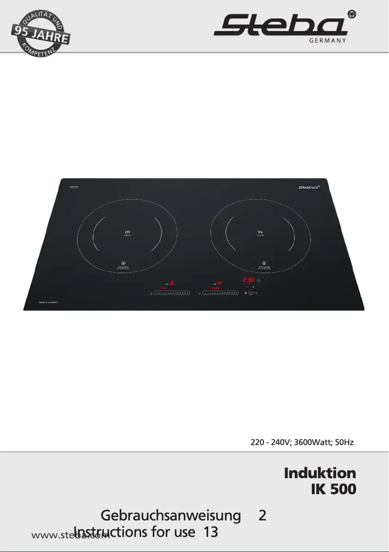 Page 1 de la notice Manuel utilisateur Steba IK 500