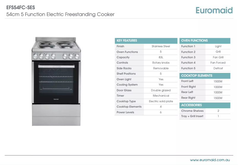 Page n°1 - Fiche technique Euromaid EFS54FC-SES