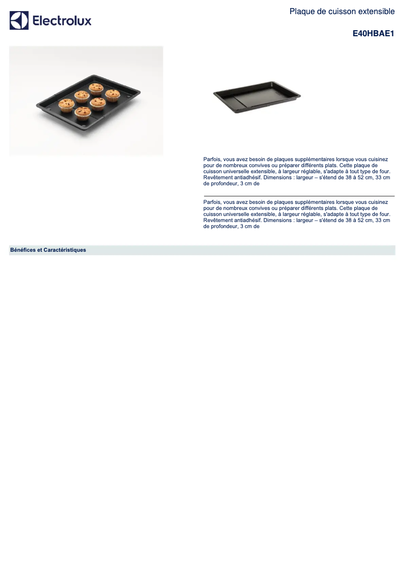 Page 1 de la notice Manuel utilisateur Electrolux E40HBAE1