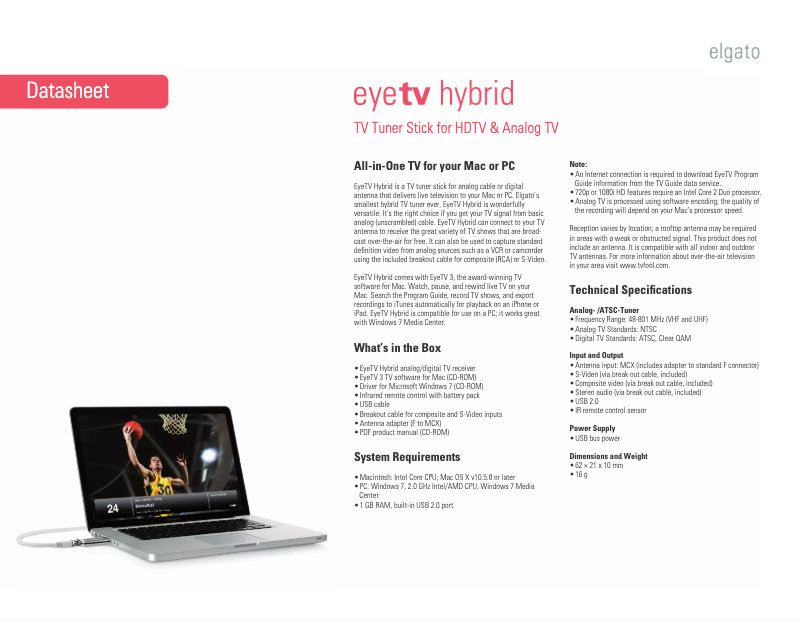 Page 1 de la notice Manuel utilisateur Elgato 1HY108601002