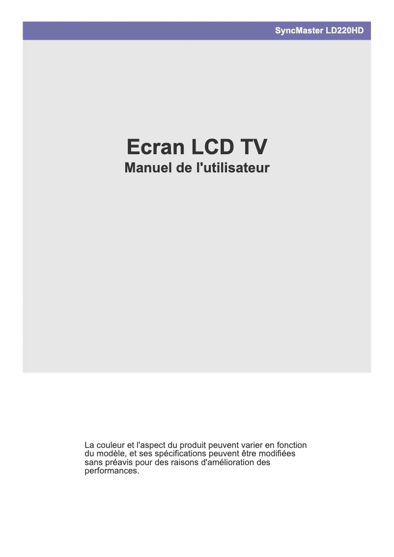 Image de la première page du manuel de l'appareil SyncMaster LD220HD
