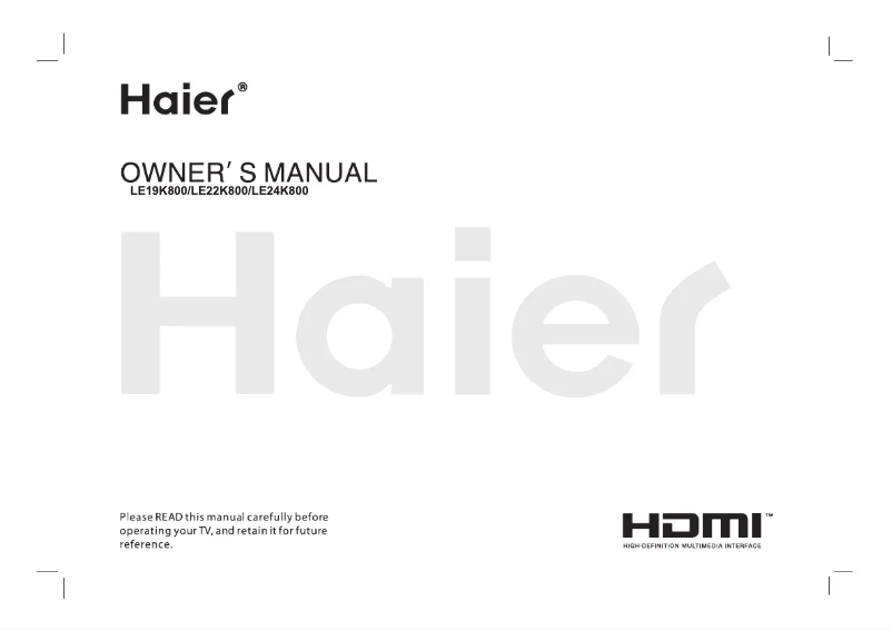 Page n°1 - Manuel utilisateur Haier LE22K800