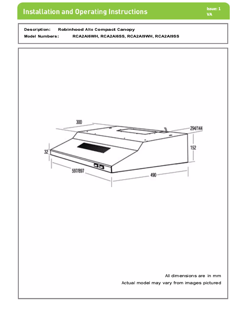 Page 1 de la notice Manuel utilisateur Robinhood RCA2AI9SS