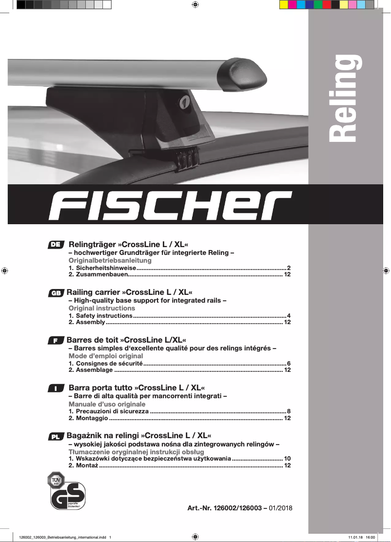 Page 1 de la notice Manuel utilisateur Fischer CrossLine L