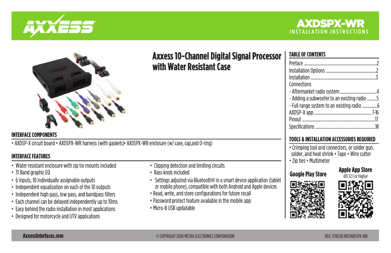 Page 1 de la notice Manuel utilisateur AXESS AXDSPX-WR