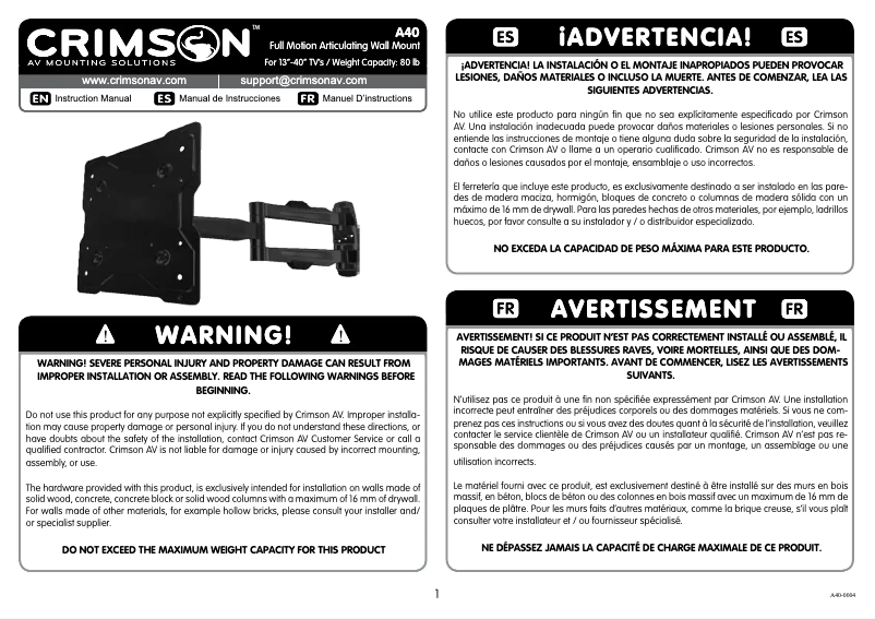 Image de la première page du manuel de l'appareil A40