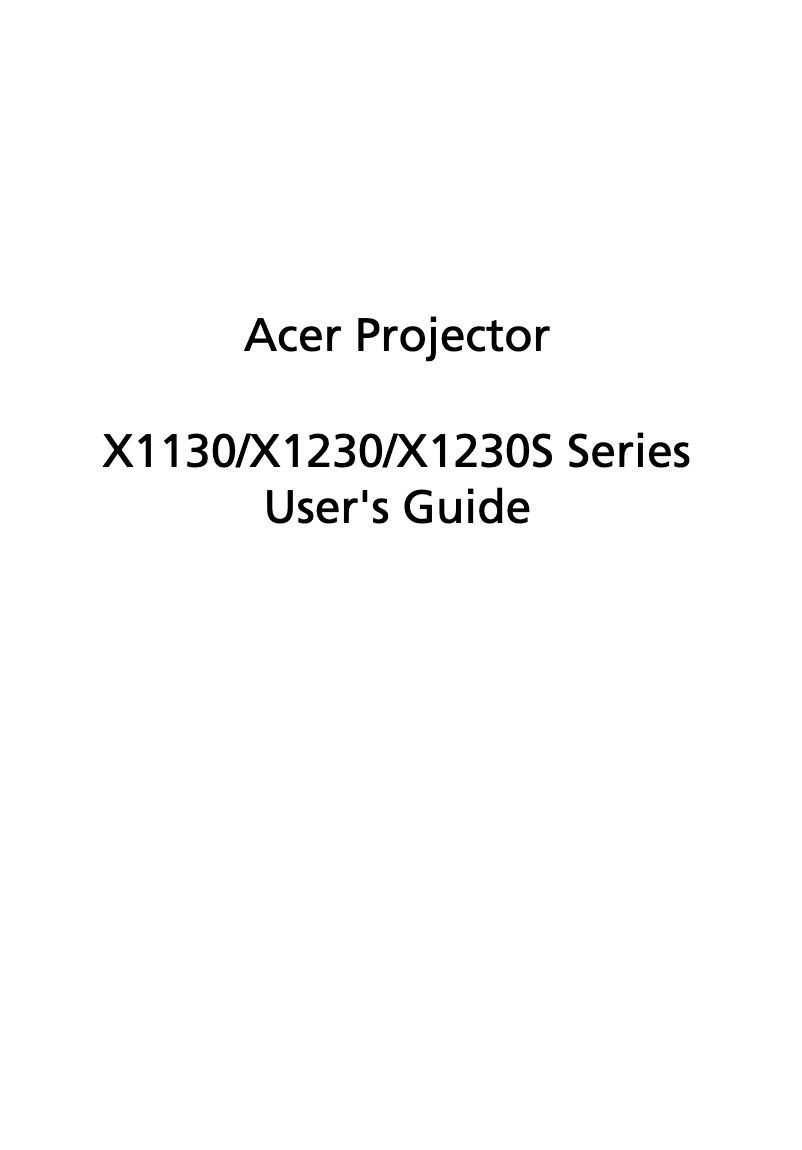 Page n°1 - Manuel utilisateur Acer X1230S