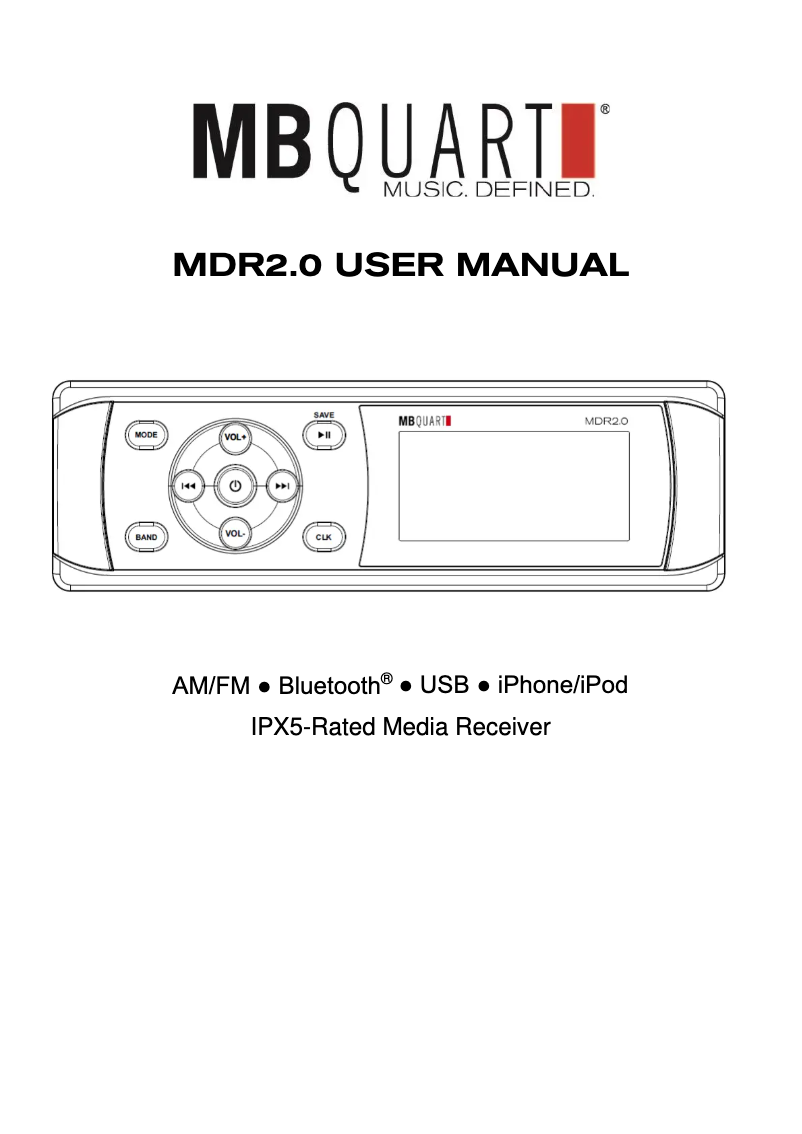 Page n°1 - Manuel utilisateur MB Quart MDR2.0