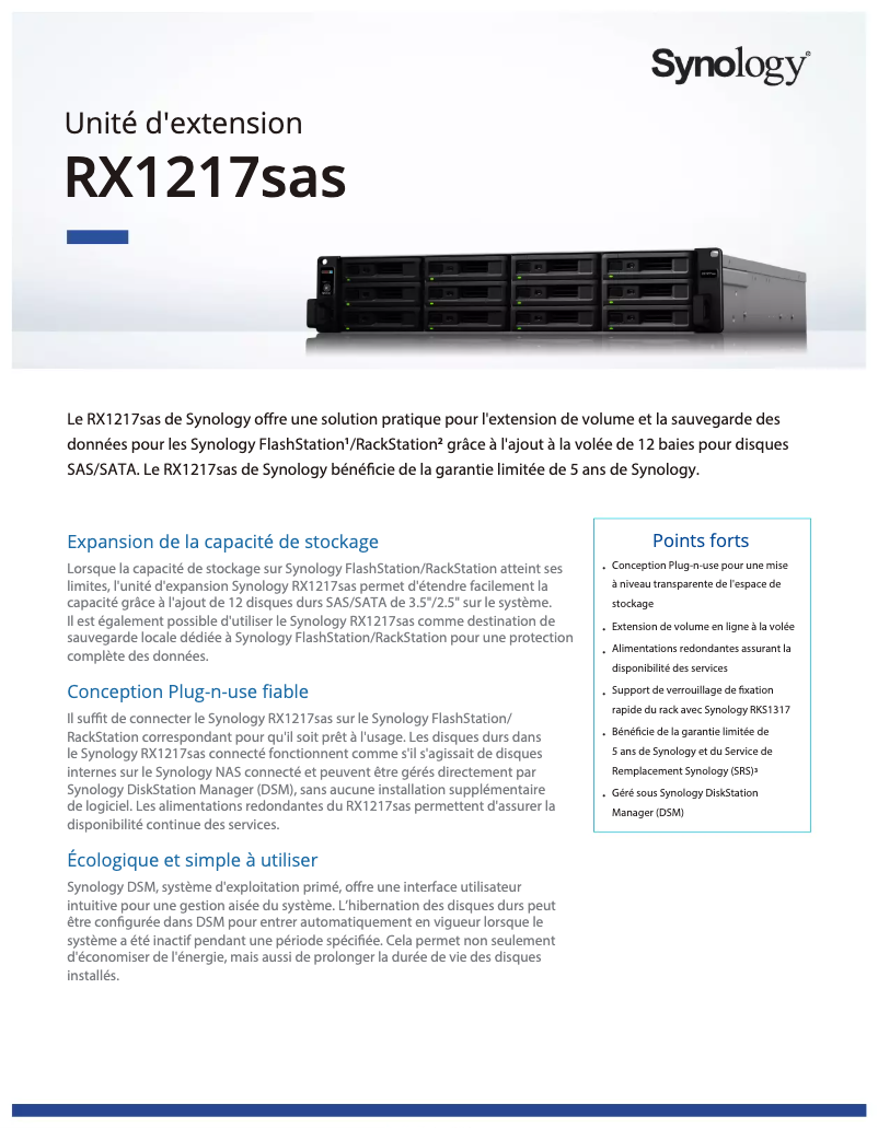 Image de la première page du manuel de l'appareil RX1217SAS