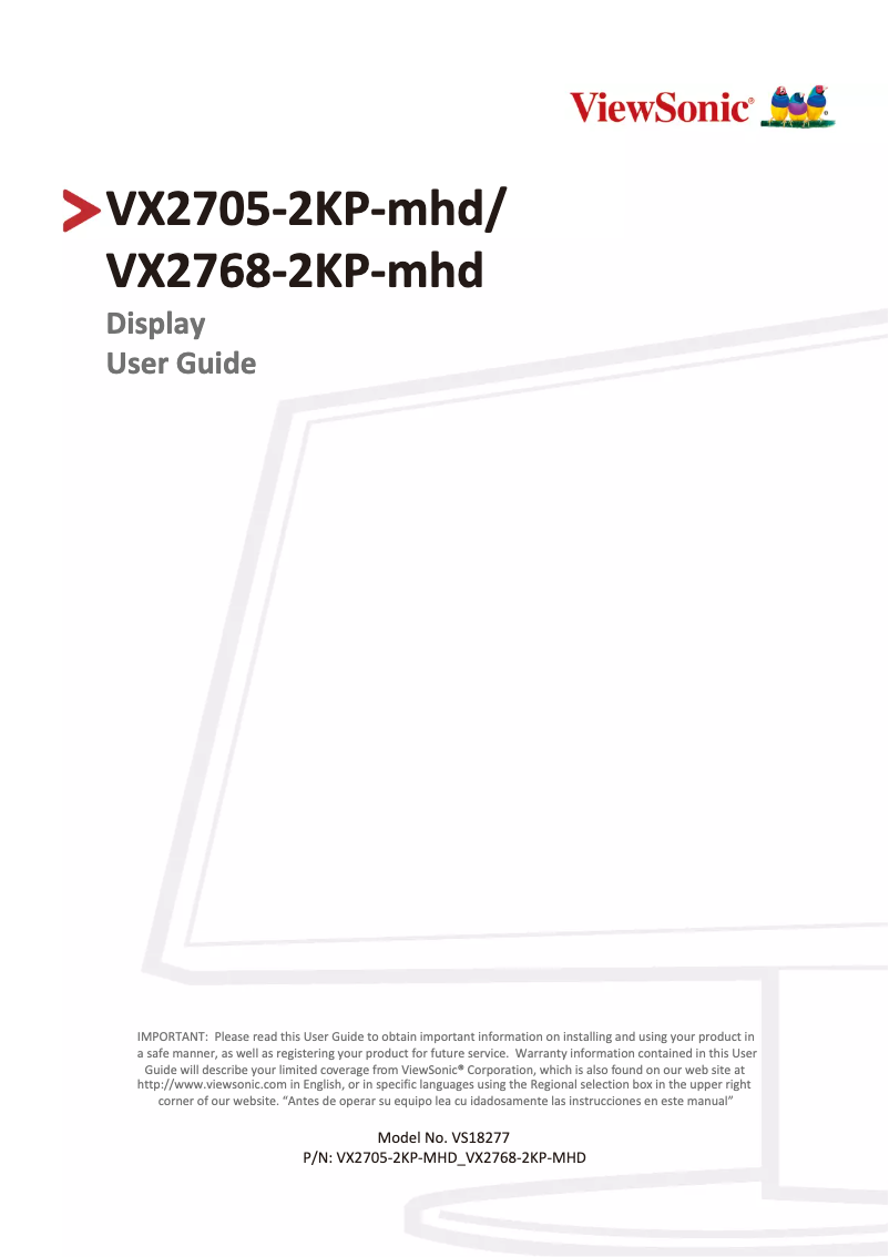 Page n°1 - Manuel utilisateur Viewsonic VX2768-2KP-MHD