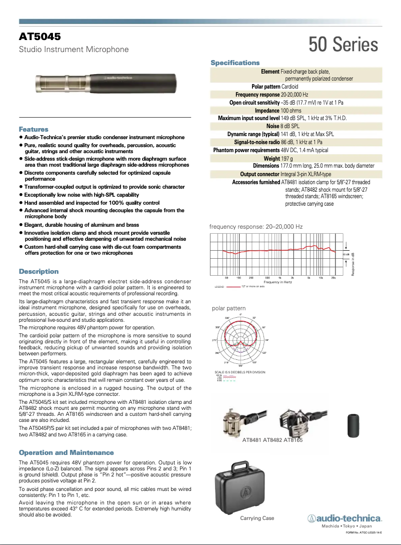 Page n°1 - Manuel utilisateur Audio-Technica AT5045