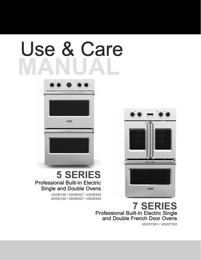 Page 1 de la notice Manuel d'utilisation et d'entretien Viking VDOF7301BW