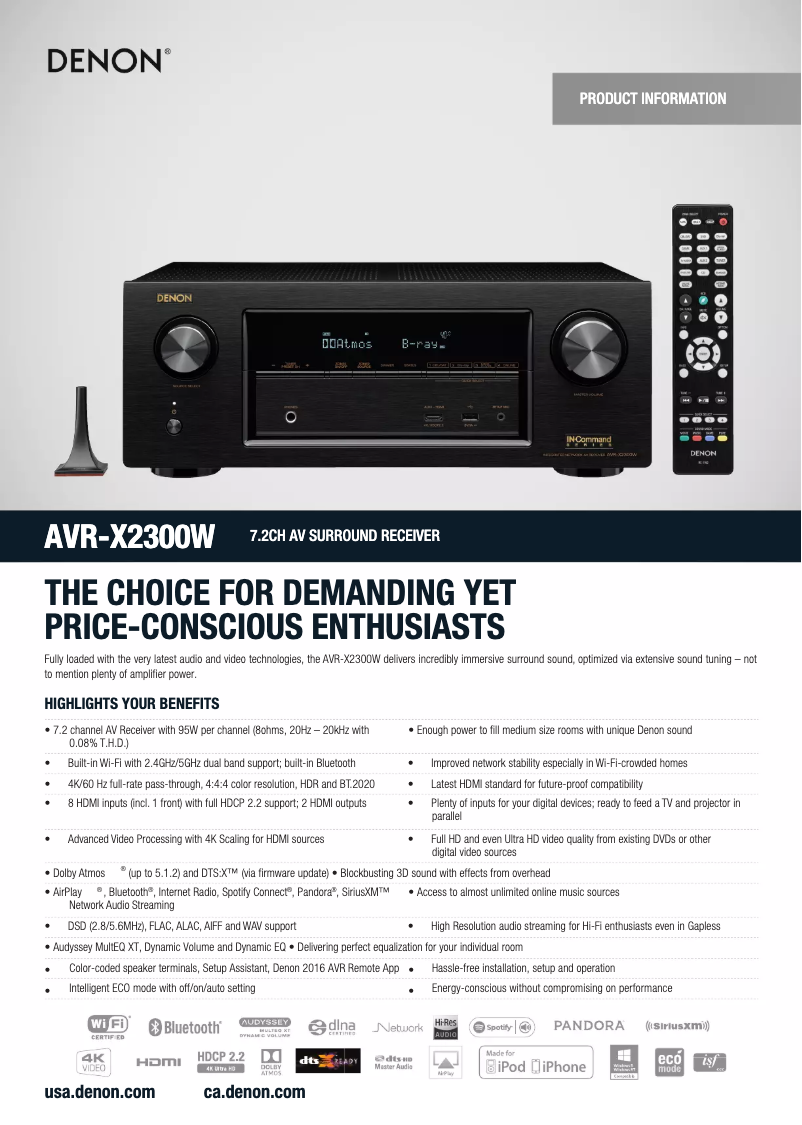 Image de la première page du manuel de l'appareil AVR-X2300W