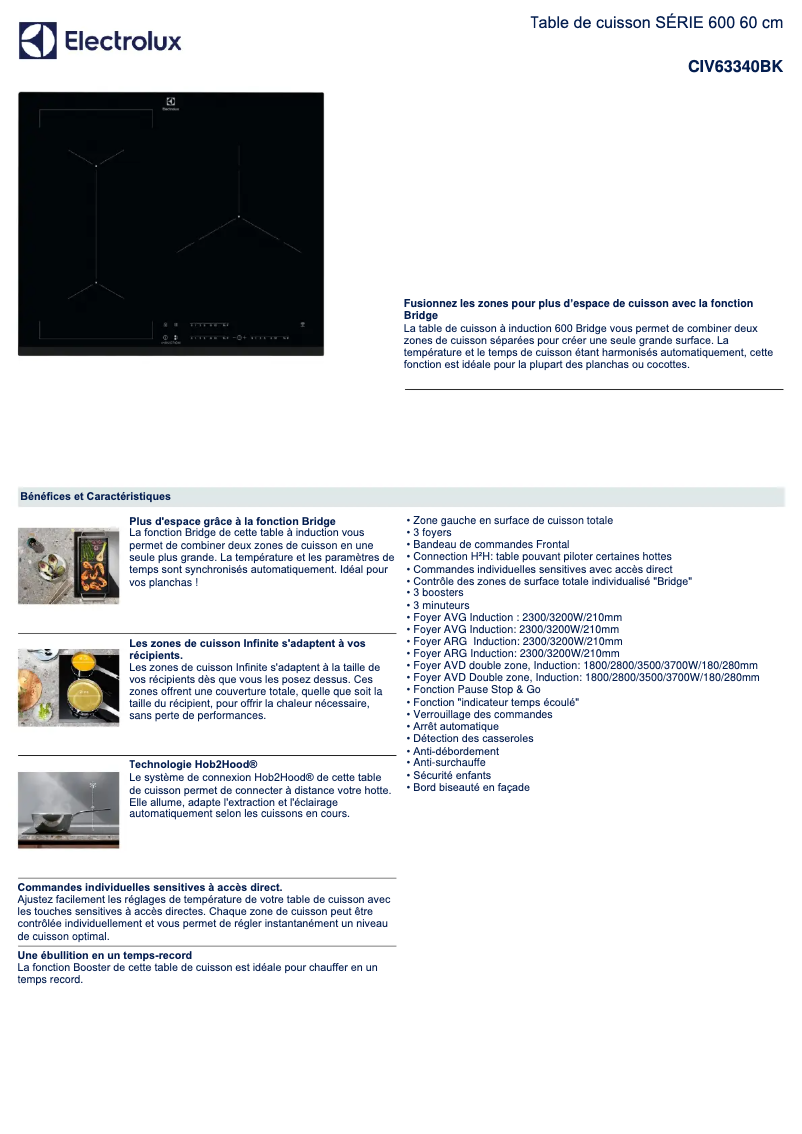Page n°1 - Fiche technique Electrolux CIV63340BK