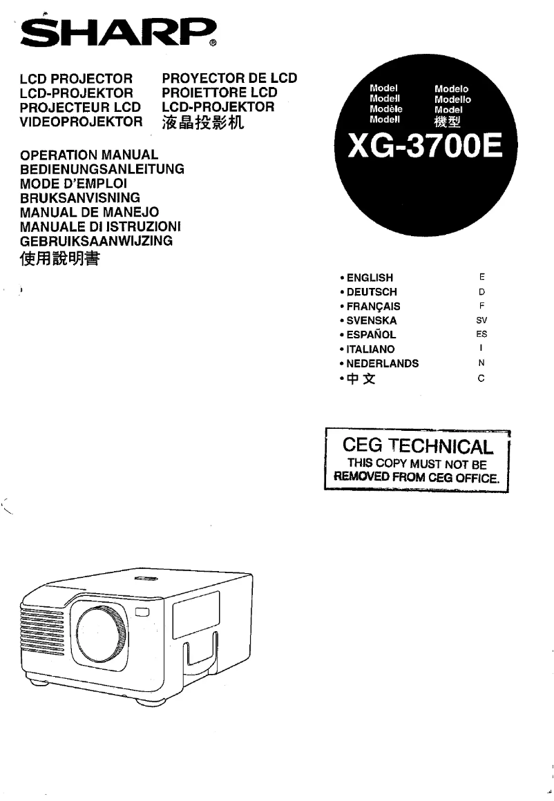 Image de la première page du manuel de l'appareil XG-3700E