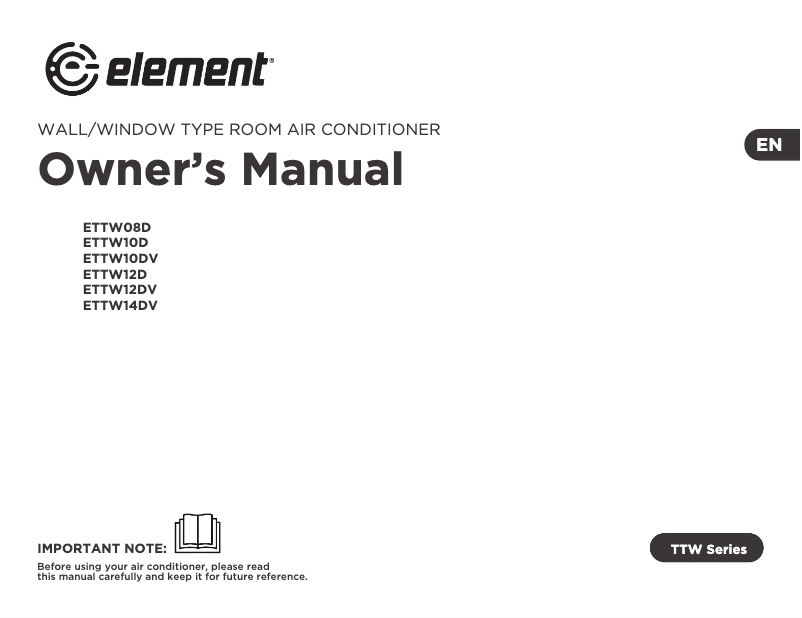 Page n°1 - Manuel utilisateur Element ETTW12DV