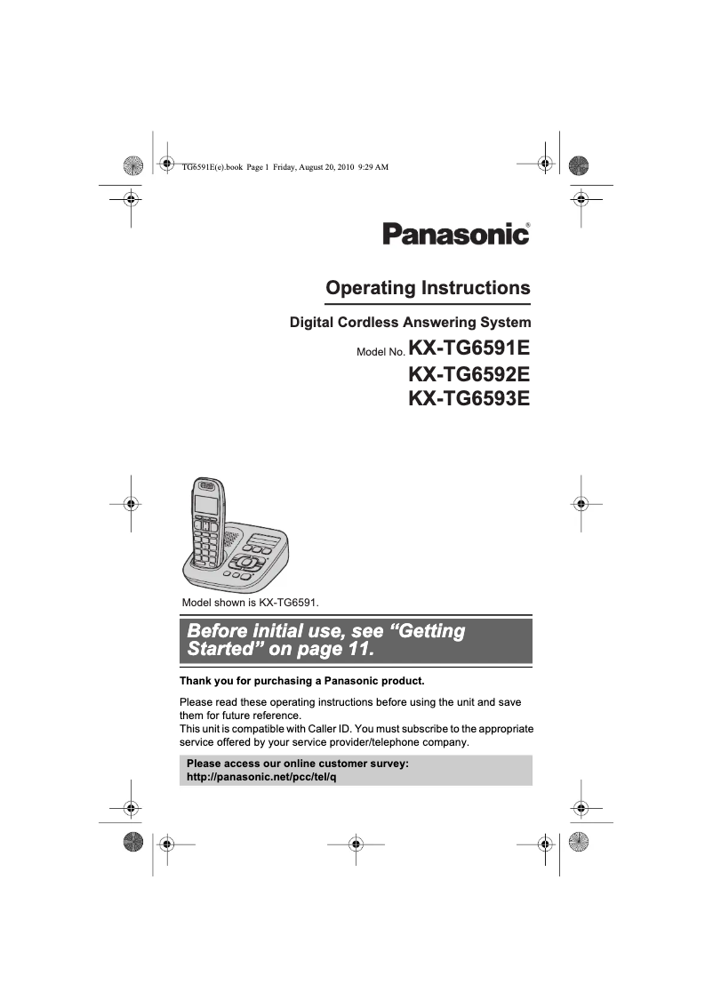 Imagen de la primera página del manual del dispositivo KX-TG6593E