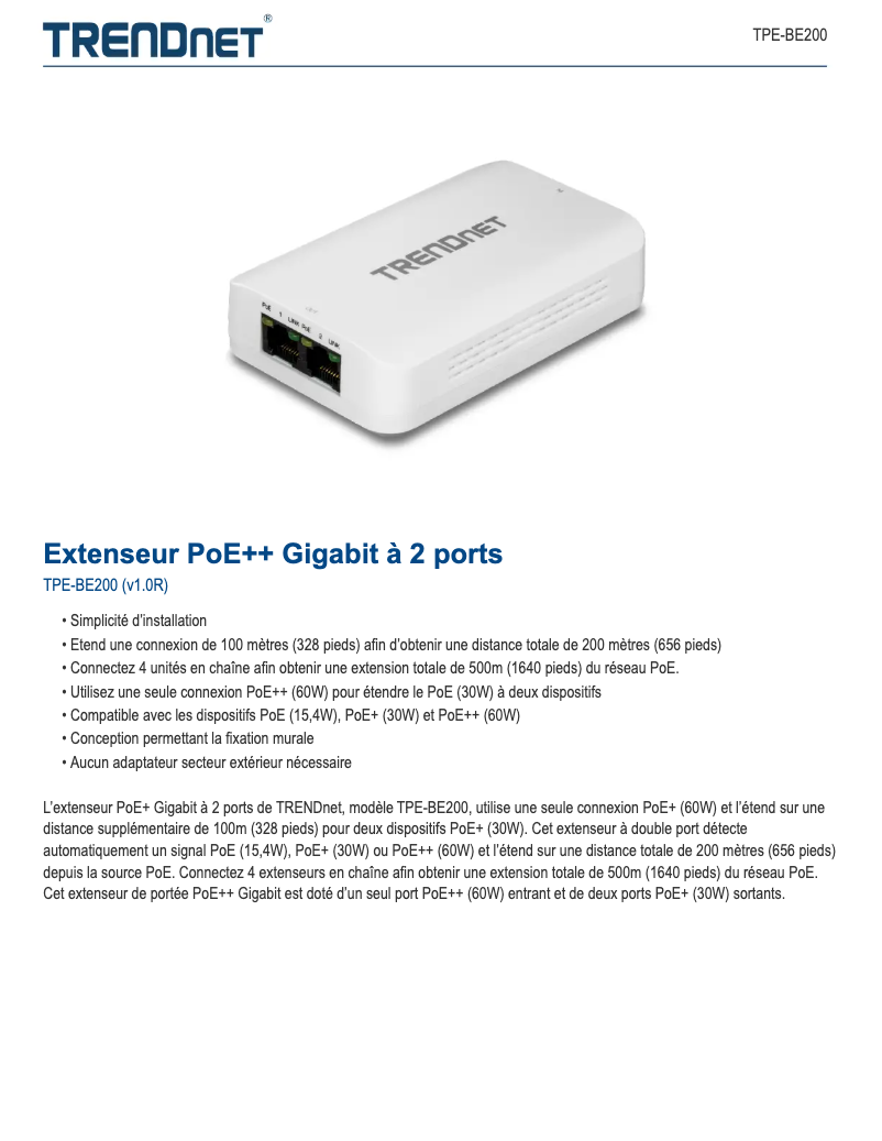 Image de la première page du manuel de l'appareil TPE-BE200