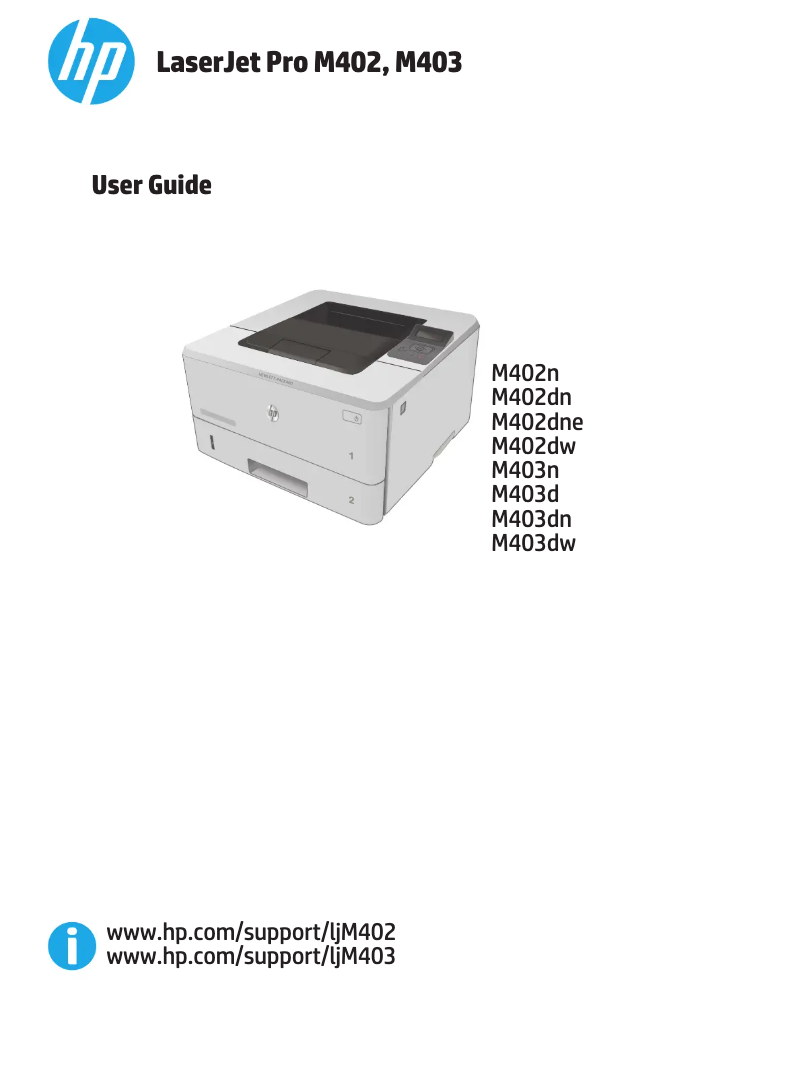 Image de la première page du manuel de l'appareil LaserJet Pro M402dne