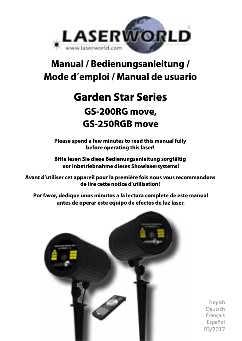 Page 1 of the manual User Manual Laserworld GS-250RGB move