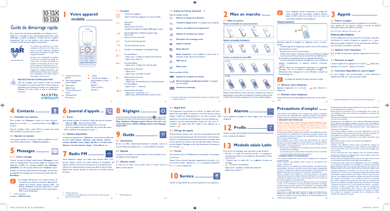 Image de la première page du manuel de l'appareil One Touch 1013X