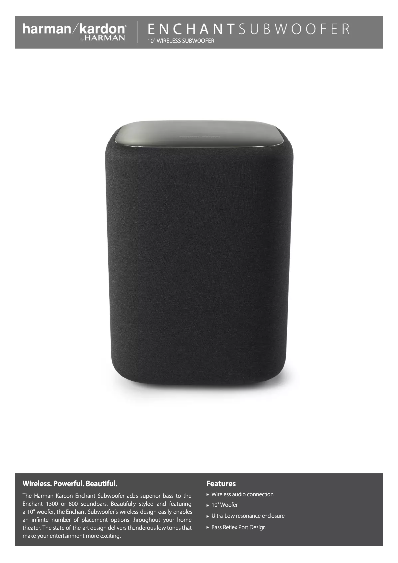 Image de la première page du manuel de l'appareil Enchant Subwoofer