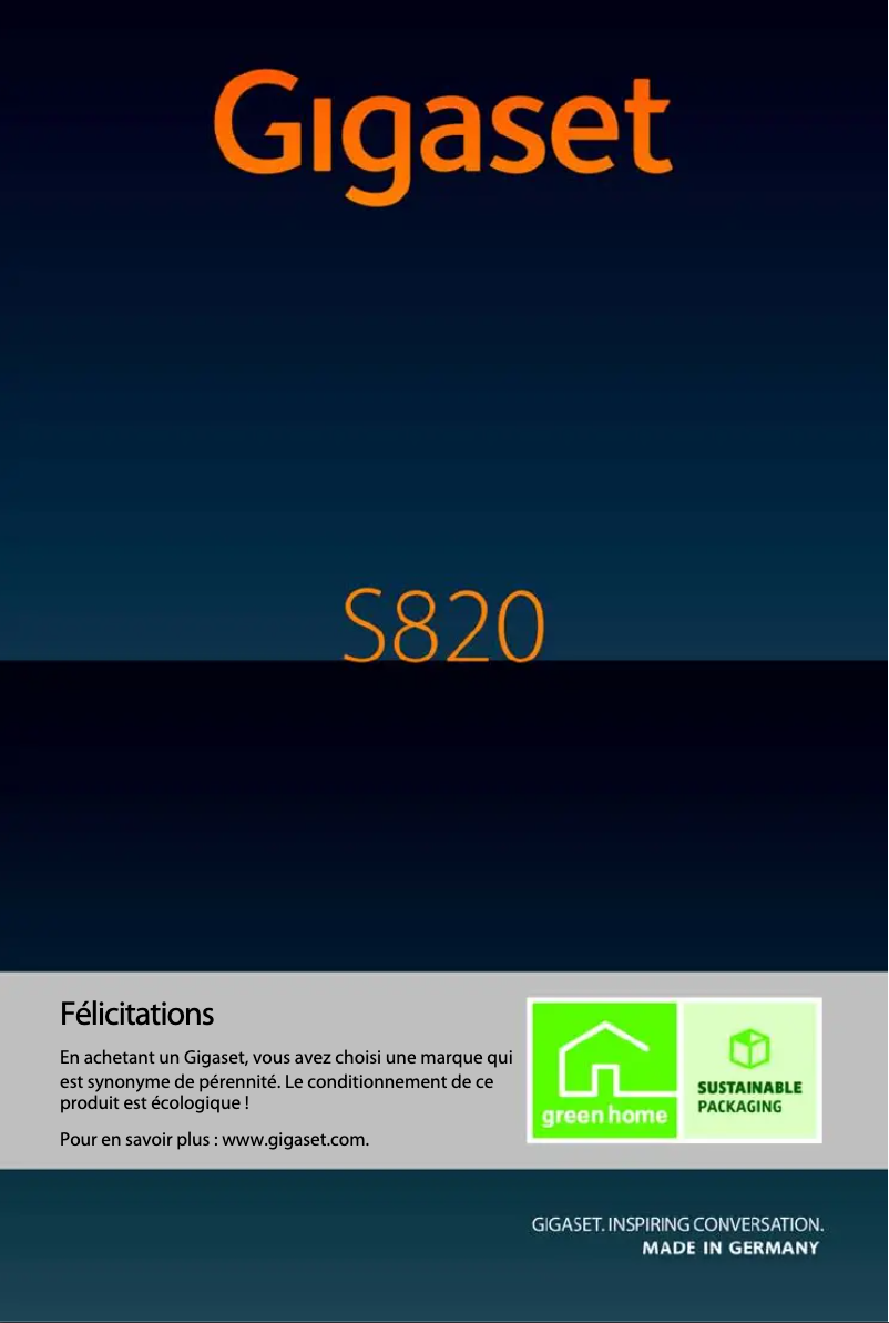 Imagen de la primera página del manual del dispositivo Gigaset S820