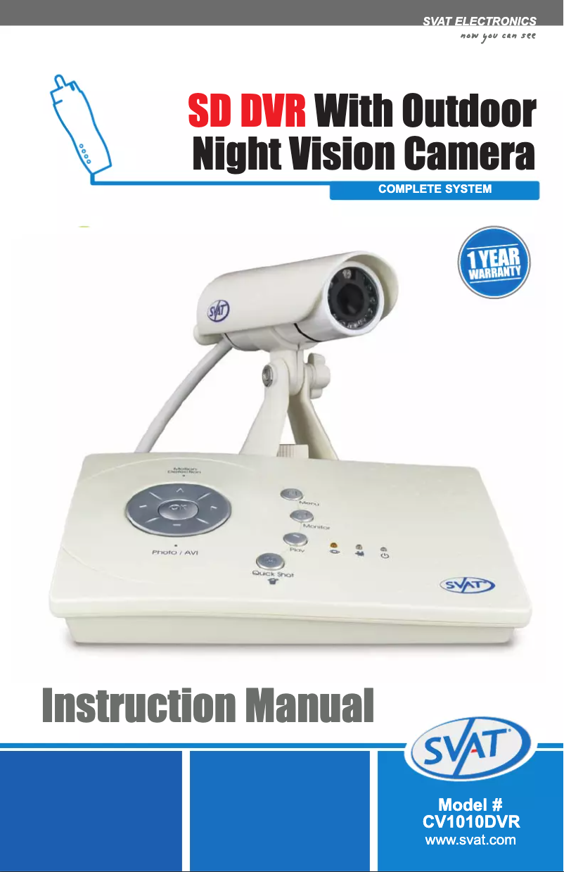 Página 1 del manual Manual de usuario Svat CV1010DVR