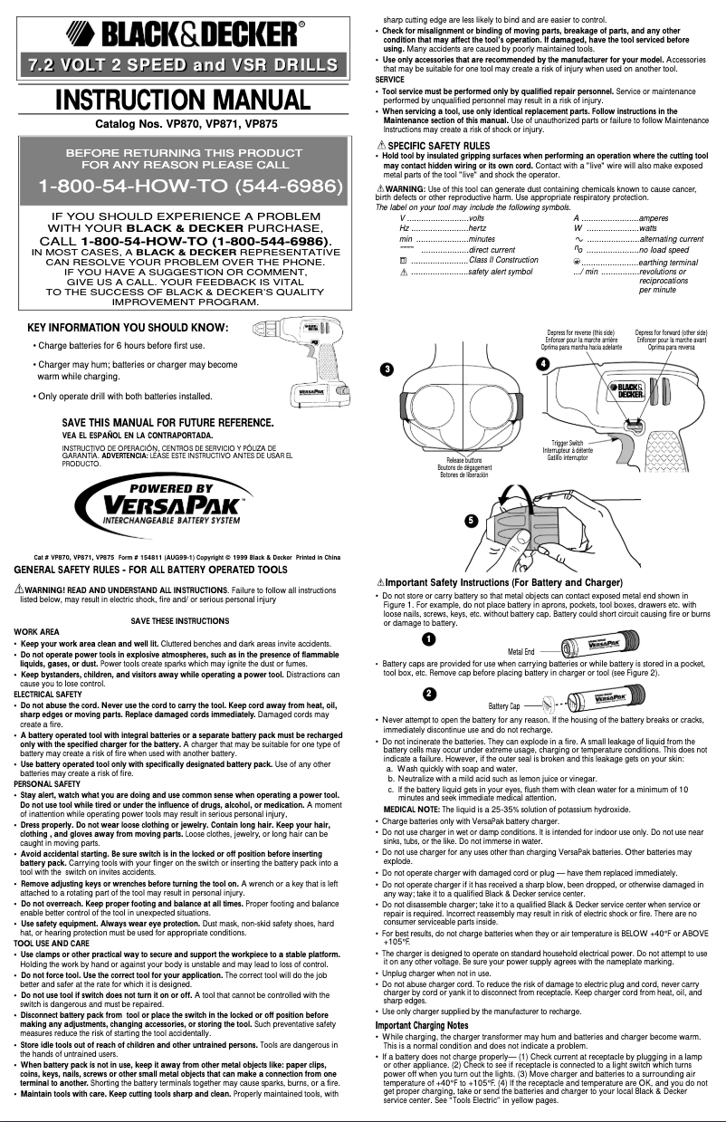 Page n°1 - Manuel utilisateur Black & Decker VP871