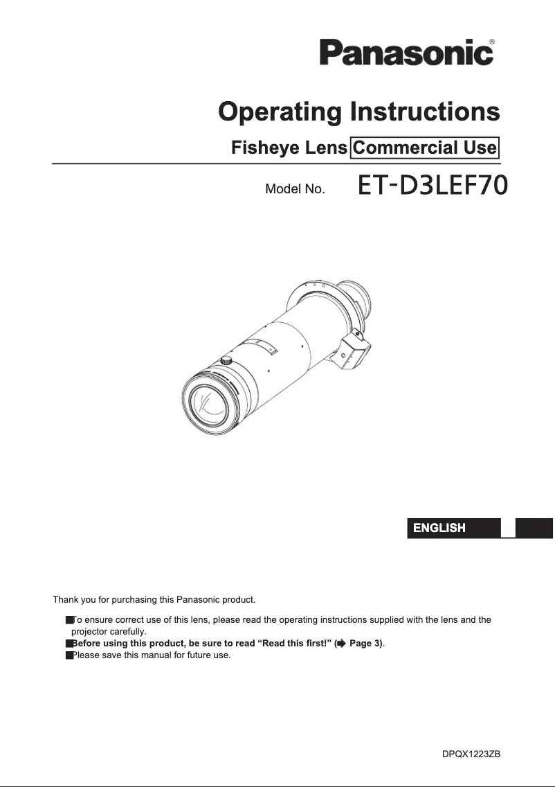 Page n°1 - Manuel utilisateur Panasonic ET-D3LEF70