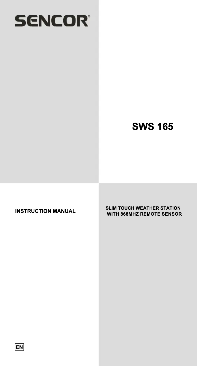 Page 1 de la notice Manuel utilisateur Sencor SWS 165