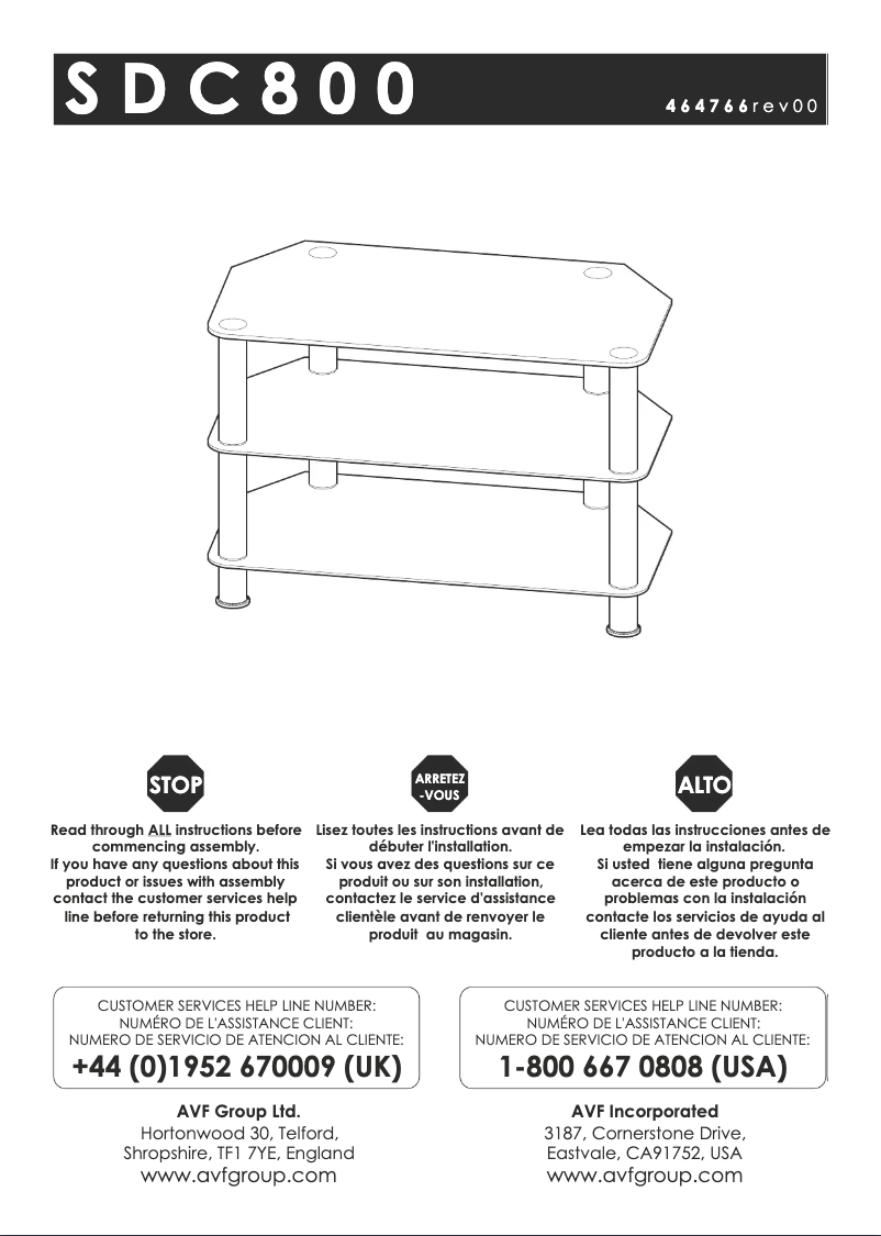 Page 1 de la notice Manuel utilisateur AVF SDC800