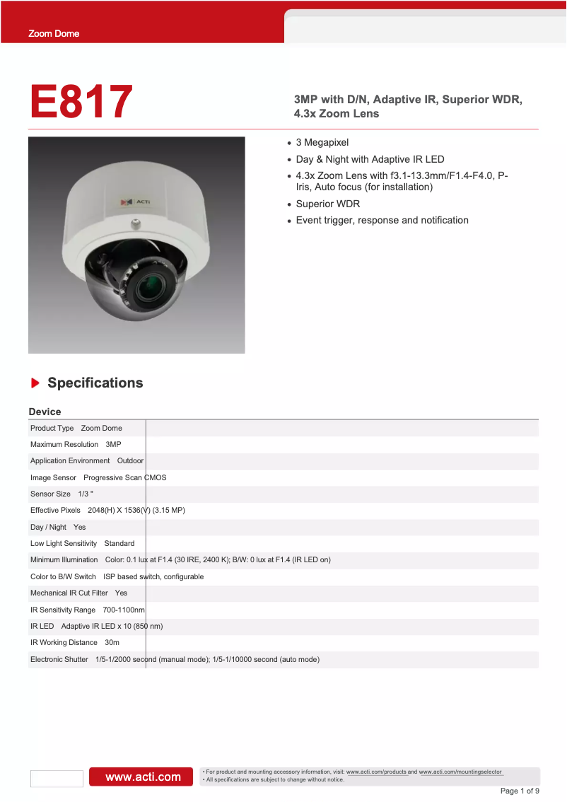 Image de la première page du manuel de l'appareil E817